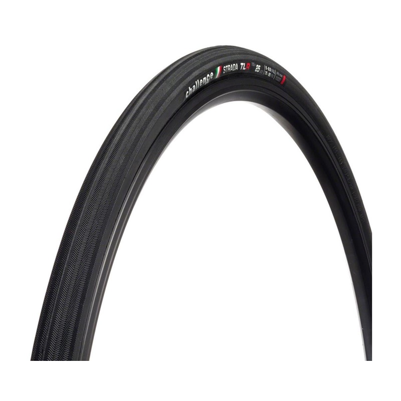 Challenge Strada Race Tubeless Road Tire (Black) (700c) (25mm) (Nylon Superlight)