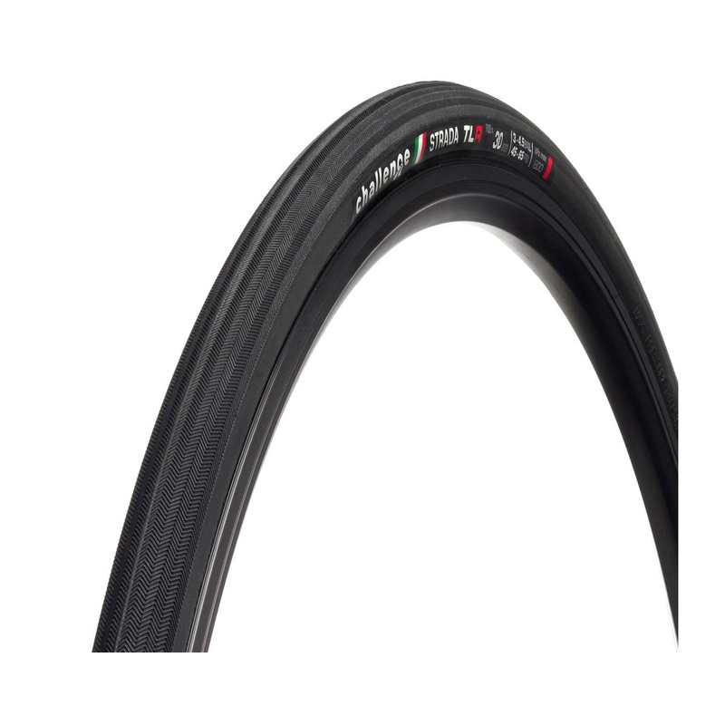 Challenge Strada Race Tubeless Road Tire (Black) (700c) (30mm) (Nylon Superlight)