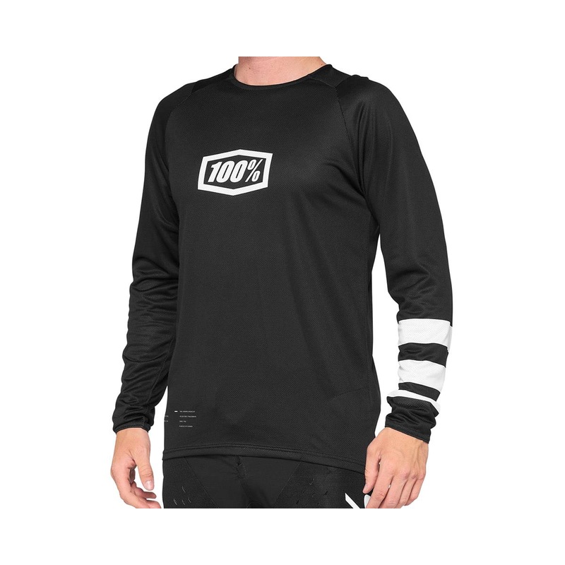 100% R-CORE Long Sleeve Jersey (Black/White) (M)