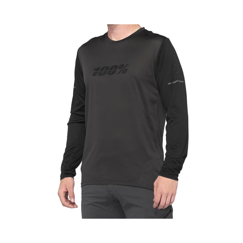 100% Ridecamp Men’s Long Sleeve Jersey (Black/Charcoal) (S)