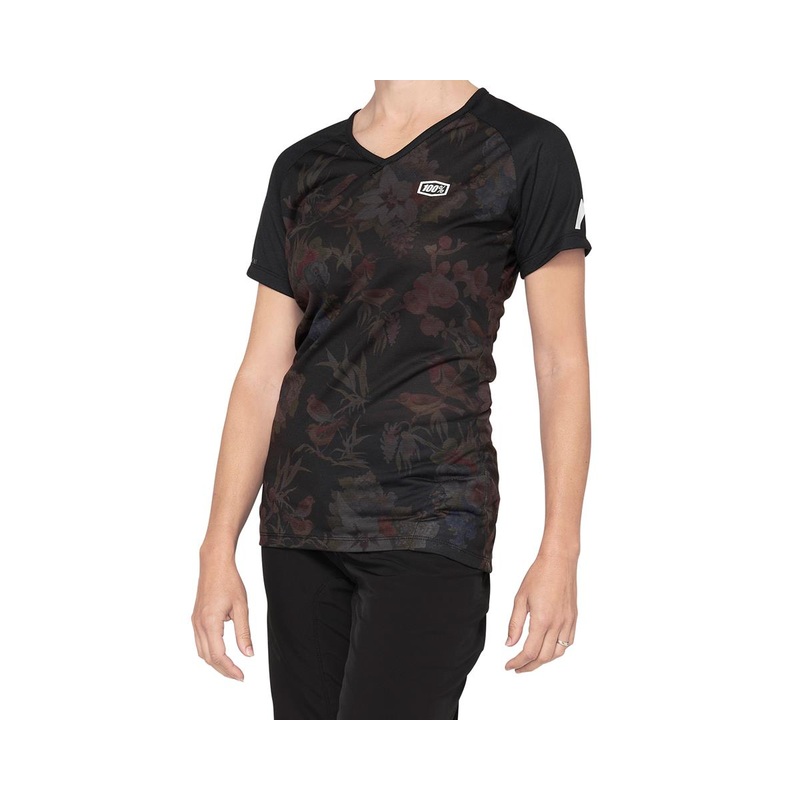 100% Women’s Airmatic Jersey (Black Floral) (XL)
