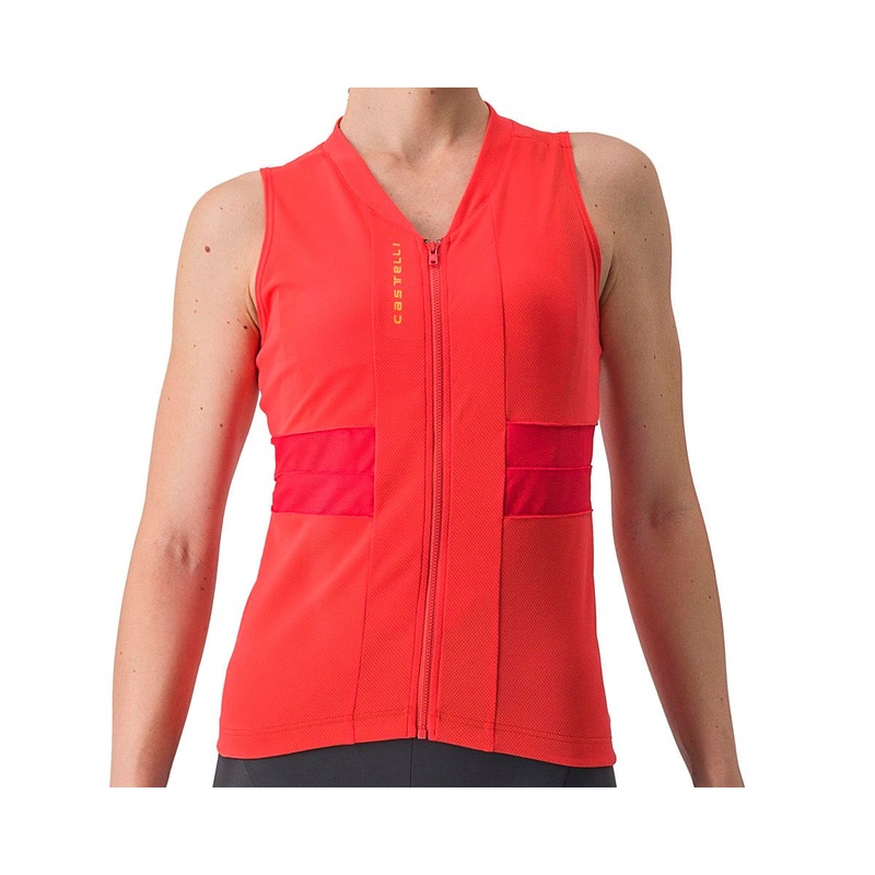 Castelli Women’s Anima 4 Sleeveless Jersey (Hibiscus/Soft Orange) (L)