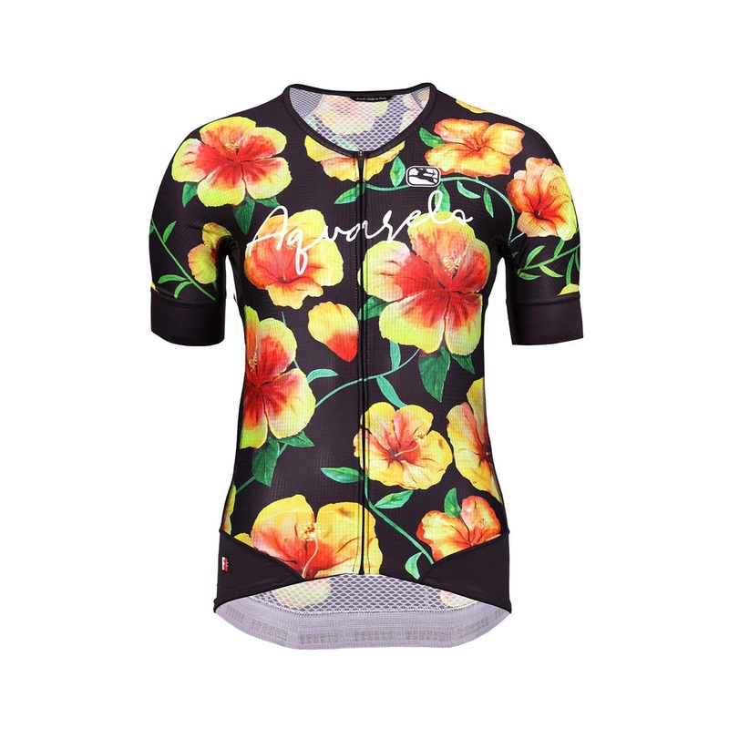 Giordana Women’s FR-C Low Collar Short Sleeve Jeresy (Hibiscus Aquarelo) (XS)