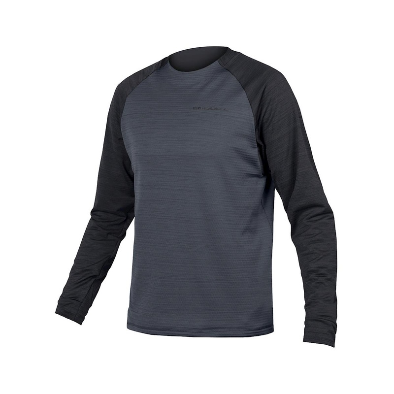 Endura Men’s SingleTrack Fleece Long Sleeve Jersey (Black) (L)