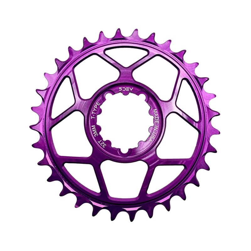 5Dev T-Type 3-Bolt Chainring (Purple) (3mm Offset) (30T)