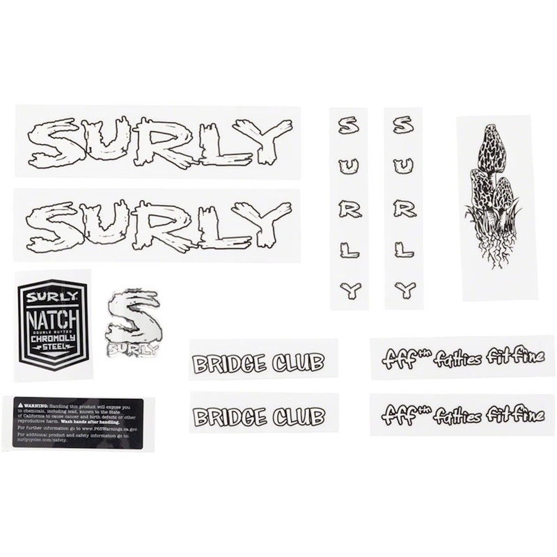 Surly Bridge Club Frame Decal Set (White w/ Mushrooms)