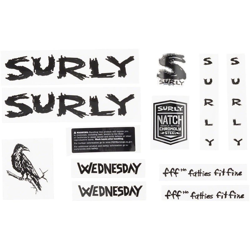 Surly Wednesday Frame Decal Set (Black w/ Crow)