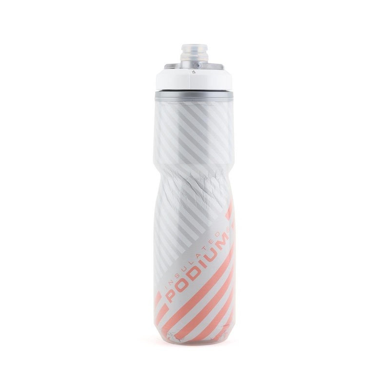 Camelbak Podium Chill Insulated Water Bottle (Grey/Coral Stripe) (24oz)