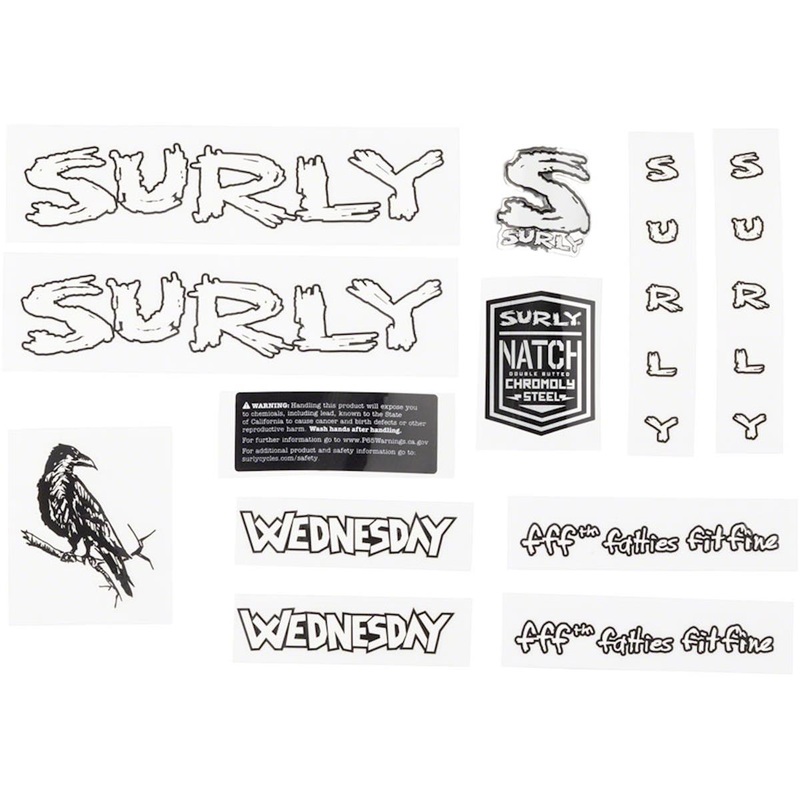 Surly Wednesday Frame Decal Set (White w/ Crow)