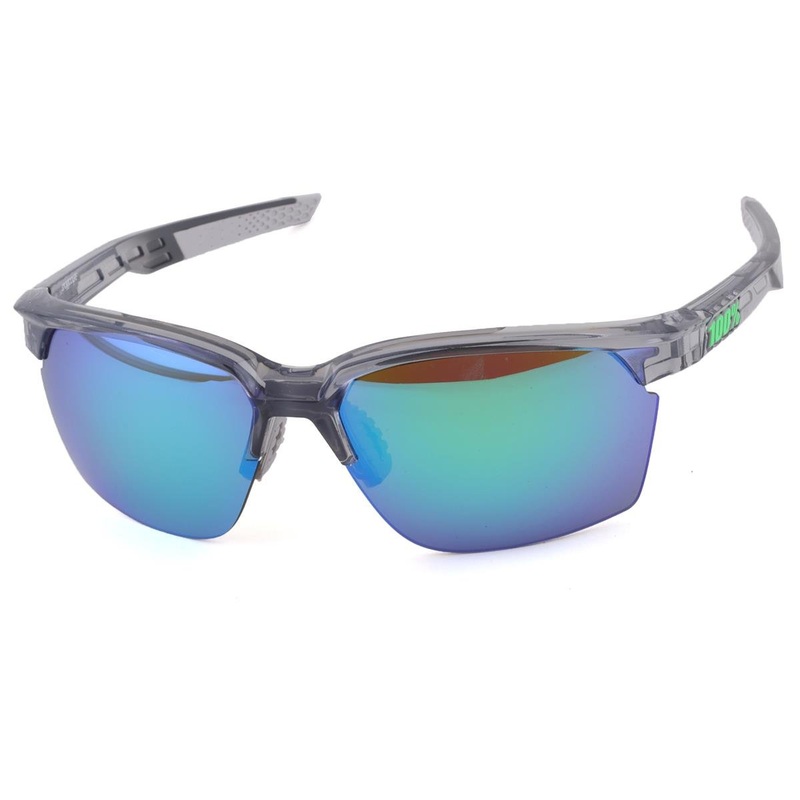 100% Sportcoupe Sunglasses (Polished Translucent Crystal Grey) (Green Multilayer Mirror)