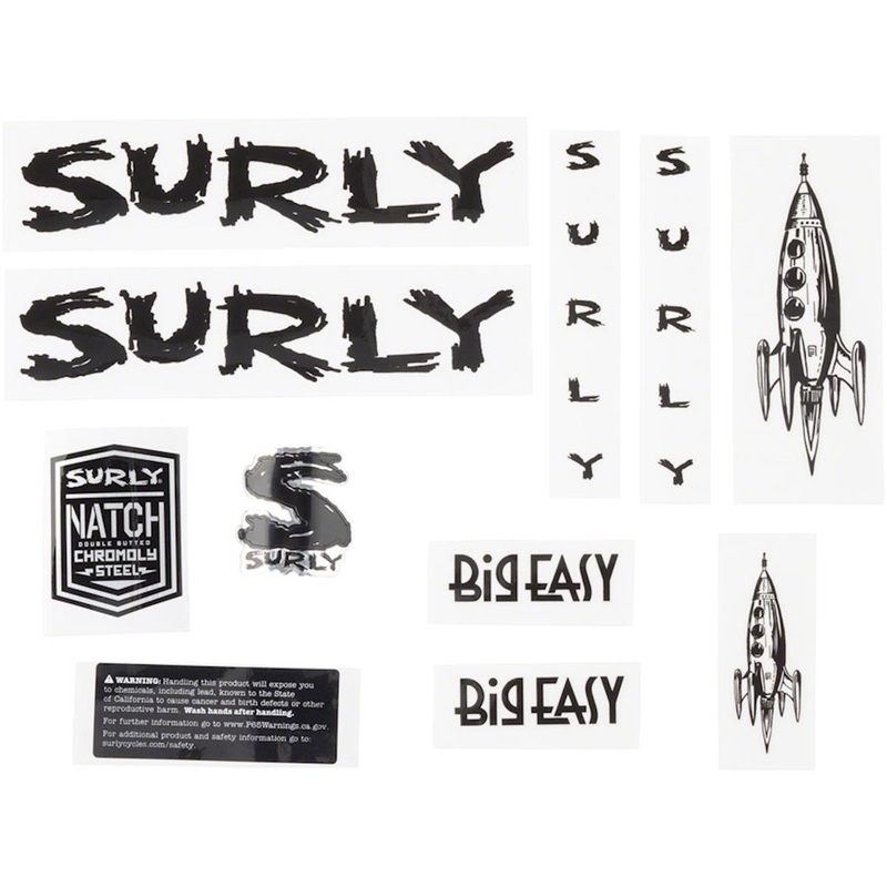 Surly Big Easy Frame Decal Set (Black w/ Rocket)