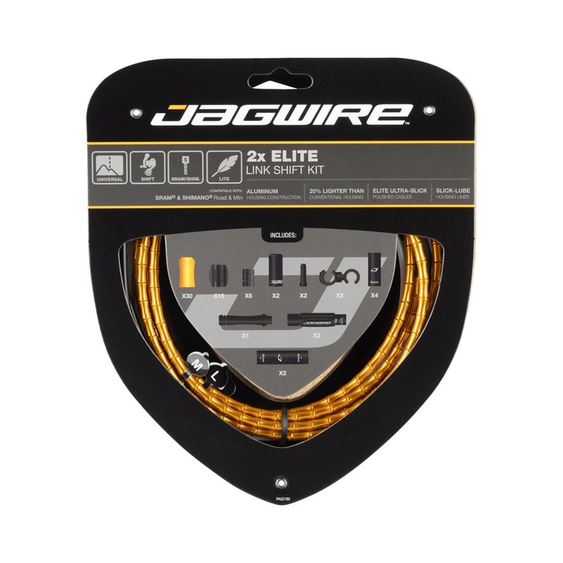 Jagwire 2x Elite Link Shift Cable Kit (Gold) (For SRAM/Shimano) (w/Polished Ultra-Slick Cables)