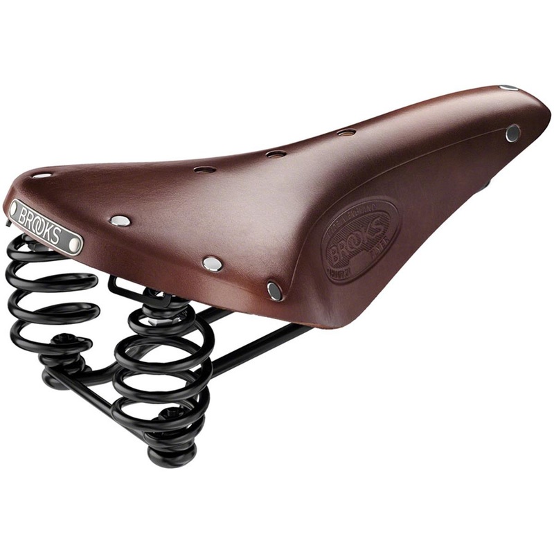 Brooks Flyer Men’s Leather Saddle (Antique Brown) (Steel Rails) (170mm)