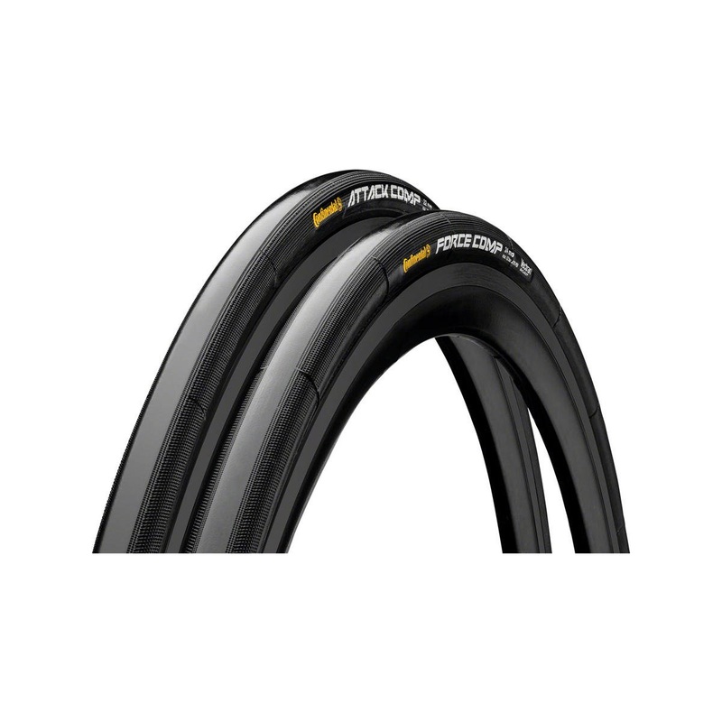 Continental Attack Comp/Force Tubular Road Tire Combo (Black) (700c) (22mm   24mm) (BlackChili)