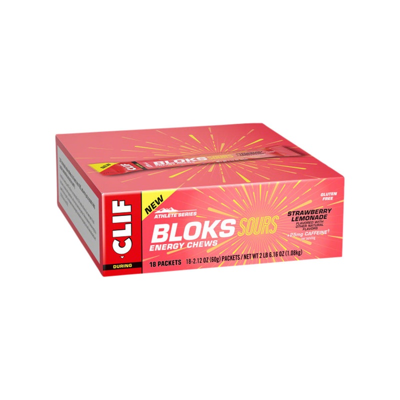 Clif Bar Shot Bloks Energy Chews (Sour Strawberry Lemonade) (18 | 2.1oz Packets) (w/ Caffeine)