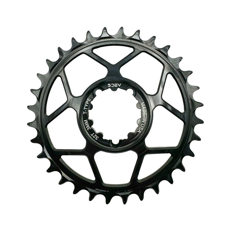 5Dev T-Type 3-Bolt Chainring (Black) (3mm Offset) (30T)