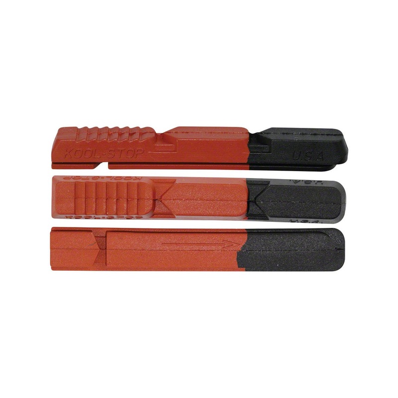 Kool Stop V Type 2 Brake Pad Inserts (Black/Red) (1 Pair) (Dual Compound)