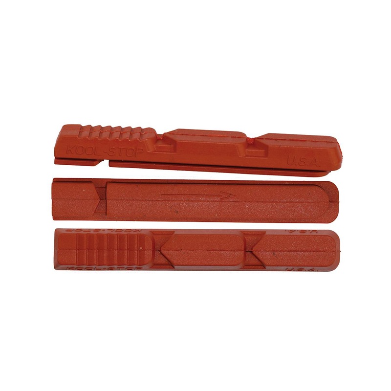 Kool Stop V Type 2 Brake Pad Inserts (Black/Red) (1 Pair) (Salmon Compound)