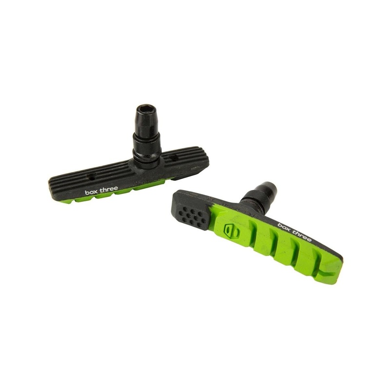 Box Three V-Brake Pads (Green) (1 Pair) (Threaded)