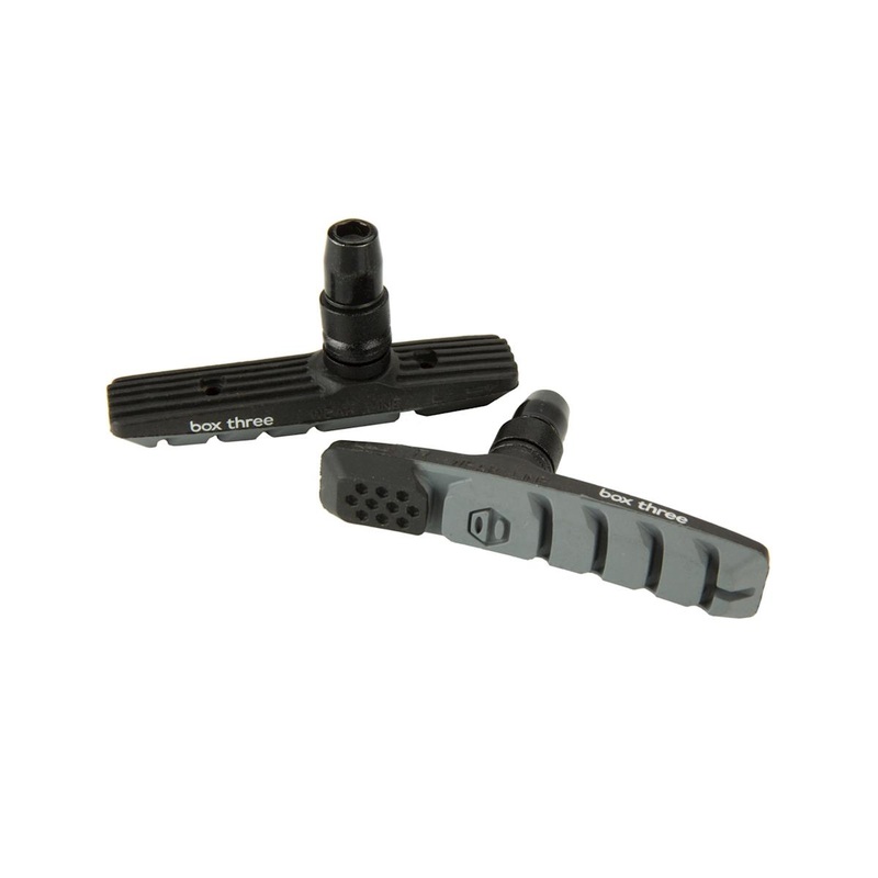 Box Three V-Brake Pads (Grey) (1 Pair) (Threaded)