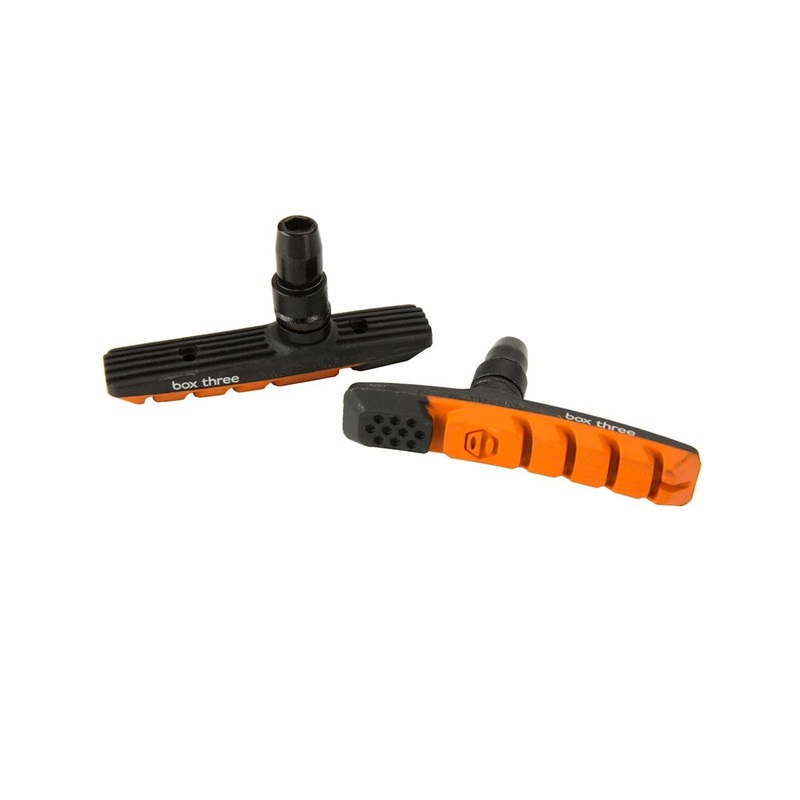 Box Three V-Brake Pads (Orange) (1 Pair) (Threaded)