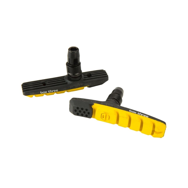 Box Three V-Brake Pads (Yellow) (1 Pair) (Threaded)